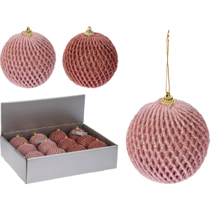 Набір ялинкових куль Christmas Decoration 8 см 12 шт рожевий (CAA126440) краща модель в Дніпрі