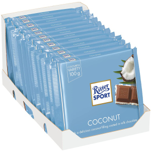 Упаковка молочного шоколада Ritter Sport с начинкой кокосово-молочный крем 12 шт х 100 г (4000417298607) лучшая модель в Днепре