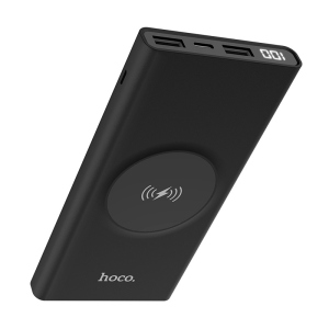 Power Bank HOCO J37 Wisdom с беспроводной зарядкой 10000 mAh Чёрный лучшая модель в Днепре