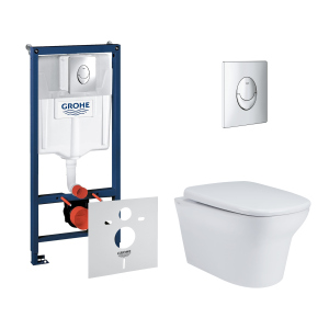 хороша модель Набір інсталяція 4 в 1 Grohe Rapid SL 38721001 + унітаз з сидінням Qtap Gemini QT25332614EW