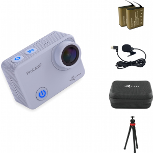 Відеокамера AirOn ProCam 7 Touch Grey з аксесуарами: набір блогера 12в1 (4822356754787) краща модель в Дніпрі