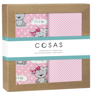 Набір пелюшок Cosas Бязь Girl Bear Rose Dots Malina 80 х 100 2 шт (4822052074626) краща модель в Дніпрі