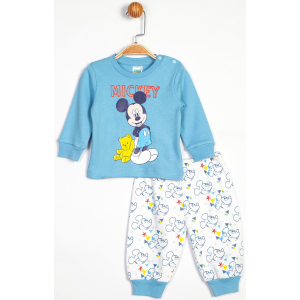 купити Піжама (футболка з довгими рукавами+штани) Disney Mickey Mouse MC13903 68-74 см Біла з блакитним (8691109710604)