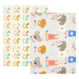 Дитячий двосторонній розвиваючий складний термокилимок для повзання POPPET Різнокольорові звірята та Іграшкові конячки 150х200x0.9 см (PP016-150H) ТОП в Дніпрі