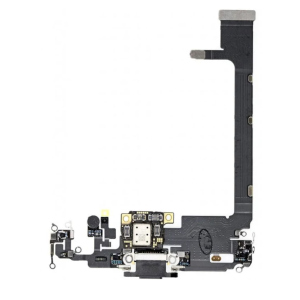 Шлейф для iPhone 11 Pro Max, с разъемом зарядки, с микрофоном, черный, Matte Space Gray High Copy лучшая модель в Днепре