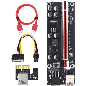 Райзер Dynamode Riser Ver. 009S Plus, 6 Pin to SATA, PCI-E 1х to 16x, USB 3.0 кабель 60 см Чорний (RX-riser 009S Plus) рейтинг