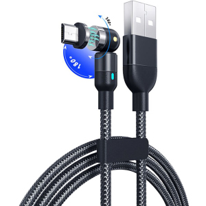 Магнітний кабель XoKo SC-390 Magneto 540° 3 в 1 Lightning - Micro USB - USB Type-C 1 м Black (SC-390MGNT-BK) краща модель в Дніпрі