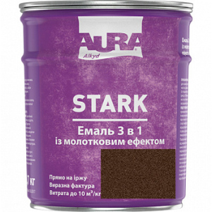 Молотковая эмаль Aura® Stark 3 в 1 темно-коричневый №88 глянец 0.7 кг в Днепре