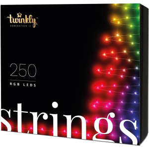 Світлодіодна Smart LED гірлянда Twinkly Strings RGB 250, BT+WiFi, Gen II, кабель IP44 чорний (TWS250STP-BEU) краща модель в Дніпрі