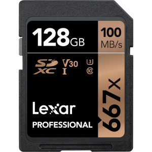 Lexar Professional 667x SDXC 128GB Class 10 UHS-I V30 U3 (LSD128B667)