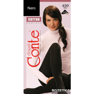 Колготки Conte из хлопка Cotton 450 Den 4 р Nero -4811473081146