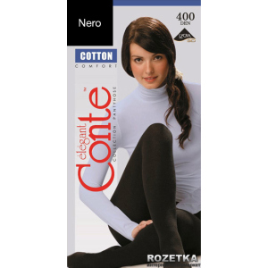 Колготки Conte из хлопка Cotton 400 Den 3 р Nero -4811473020398 ТОП в Днепре