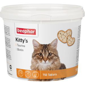 Кормова добавка Beaphar Kittys + Taurine + Biotine з біотином та таурином для кішок 750 таб (12597) (8711231125975) краща модель в Дніпрі