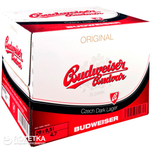 Упаковка пива Budweiser Budvar B Dark темное фильтрованное 4.7% 0.5 л x 20 шт (8594403150827) лучшая модель в Днепре