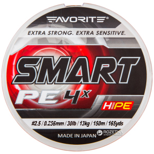 Шнур Favorite Smart PE 4x 150 м #2.5/0.256 мм 13 кг Оранжевый (16931021)