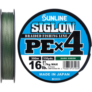 Шнур Sunline Siglon PE х4 300 м #1.0/0.171 мм 7.7 кг Темно-зеленый (16580946) в Днепре