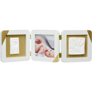 Набор для создания отпечатка ручки и ножки малыша Baby Art Тройная рамка Золотой Кант (3601098600) (3220660318988) ТОП в Днепре