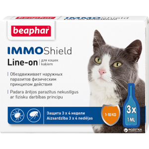 Краплі Beaphar Immo Shield Line-on for Cats антипаразитні з диметиконом для котів та кошенят 3 піпетки (13581) (8711231135813) краща модель в Дніпрі