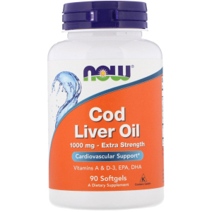 Натуральна добавка Now Foods Cod Liver Oil 1000 мг 90 софт гель (733739017437) в Дніпрі