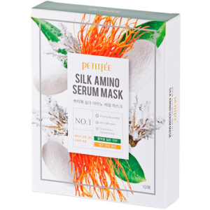 Маска для обличчя із протеїнами шовку Petitfee Silk Amino Serum Mask 10 х 25 г (8809508850030) краща модель в Дніпрі