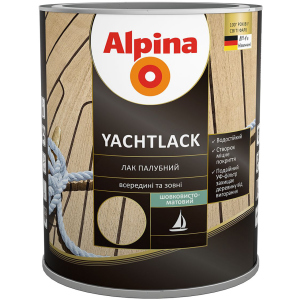 Лак палубный Alpina Yachtlack шелковисто-матовый 0.75 л Прозрачный (948103986) в Днепре