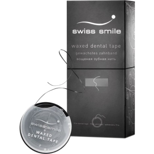 Зубна стрічка вощена зі смаком м'яти Swiss Smile Basel Базель колір чорний 70 м (900-990) 7640131979924 краща модель в Дніпрі