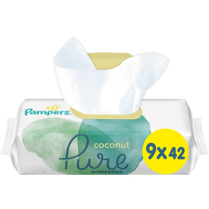 Дитячі вологі серветки Pampers Pure Coconut 378 шт (8001841709017) краща модель в Дніпрі