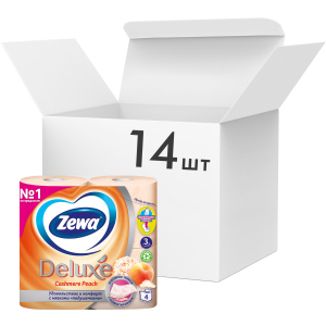 Упаковка туалетного паперу Zewa Deluxe тришаровий аромат Персик 14 шт по 4 рулони (7322540059793) в Дніпрі