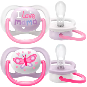 Пустышка ортодонтическая Philips Avent Ultra Air I love... для девочек 0-6 месяцев SCF080/02 (8710103949213) в Днепре