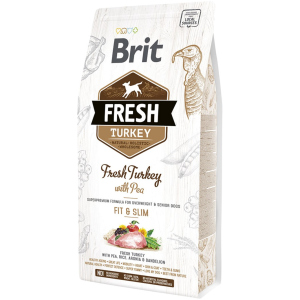 купить Сухой корм Brit Fresh Light Fit & Slim для взрослых, пожилых собак с индейкой и горошком 2.5 кг (8595602530809)