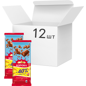 Упаковка шоколада Корона молочного пористого (80 г + 80 г) х 12 шт (7622210662897) краща модель в Дніпрі