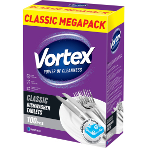 Таблетки для посудомоечных машин Vortex Classic 100 шт (55600020) лучшая модель в Днепре