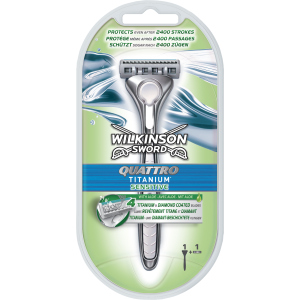 Бритва для бритья Wilkinson Sword Quattro Titanium Sensitive 2 картриджа (4027800536269) лучшая модель в Днепре