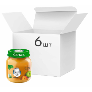 Упаковка фруктового пюре Gerber Яблоко и персик с 6 месяцев 130 г х 6 шт (7613287166937)