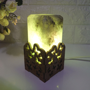 Соляна лампа EcoDecorLamp Прямокутник у дереві Метелики маленький краща модель в Дніпрі