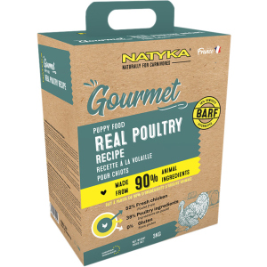 Полувлажный холистик корм для щенков с птицей Natyka Gourmet Puppy Real Poultry 3 кг (5430001795059)