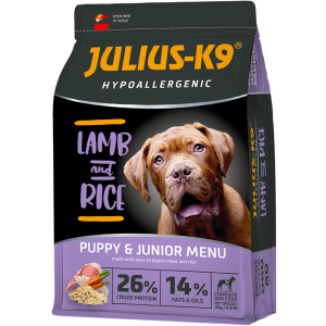 Сухой гипоаллергенный корм высшего качества для щенков Julius-K9 LAMB and RICE Puppy & Junior Menu С ягненком и рисом 3 кг (5998274312743) ТОП в Днепре