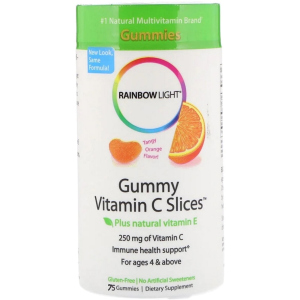 Вітаміни Rainbow Light З часточки з терпким апельсиновим смаком Gummy Vitamin C Slices Tangy Orange Flavor 75 жувальних цукерок (21888302413) ТОП в Дніпрі