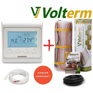 Кабельний мат Volterm Hot Mat 1,3м²/210Вт/ 180Вт/м² тепла підлога електрична під плитку з програмованим терморегулятором E51 ТОП в Дніпрі