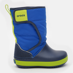 Чоботи Crocs Kids LodgePoint Snow Boot K 204660-4HD-C6 22-23 Сині з темно-синім (887350958751) краща модель в Дніпрі