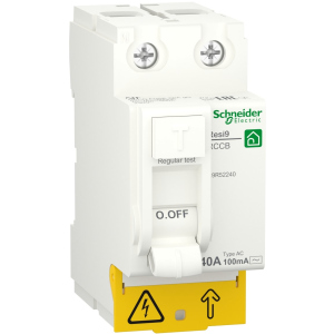 Дифференциальный выключатель нагрузки Schneider Electric RESI9 40 A, 100 мА, 2P, тип АС лучшая модель в Днепре