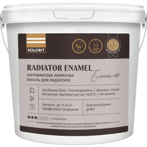 Емаль напівматова акрилова для радіаторів Kolorit Radiator Enamel 0.9 л (4823046206597) краща модель в Дніпрі