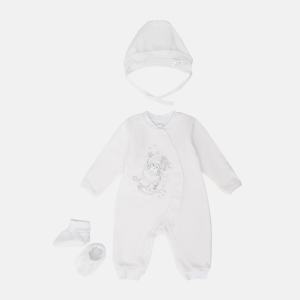 Людина тепла + чепчик + пінетки Garden Baby 29235-01 62 см Білі (4822923501206) ТОП в Дніпрі