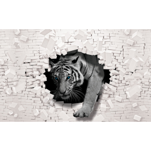 Фотообои бумажные DecoArt Тигр в стене 254 x 184 см 2 сегмента (10400-P4)