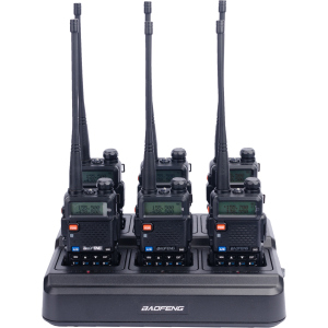 Рации Baofeng UV-5R Black SIX PACK + Зарядный комплект (BL-5X6 + 6 АКБ BL-5) (UV-5R_6_6WCBF888S_BL-5)