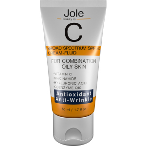 Солнцезащитный крем Jole Antioxidant Fluid Sunscreen SPF UVB 30 UVA 10 с Витамином С, Ниацинамидом и Коэнзимами 50 мл (jbscf50) (4820243881268)