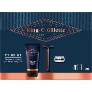 Подарунковий набір для стайлінгу Gillette King C. Бритва + 5 змінних лез + Гель для гоління 150 мл (7702018598847)