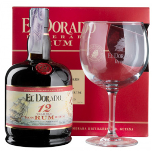 Ром El Dorado 12 YO 0.7 л 40% з одним келихом у подарунковій упаковці (8715151128597) краща модель в Дніпрі