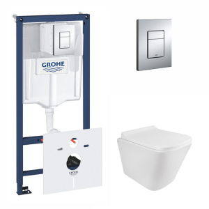 Набір інсталяція 5 в 1 Grohe Rapid SL 38827000 + унітаз з сидінням Qtap Tern QT1733052ERW