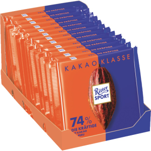 Упаковка насыщенного темного шоколада Ritter Sport Cocoa Selection 74% какао 12 шт х 100 г (4000417933607) рейтинг